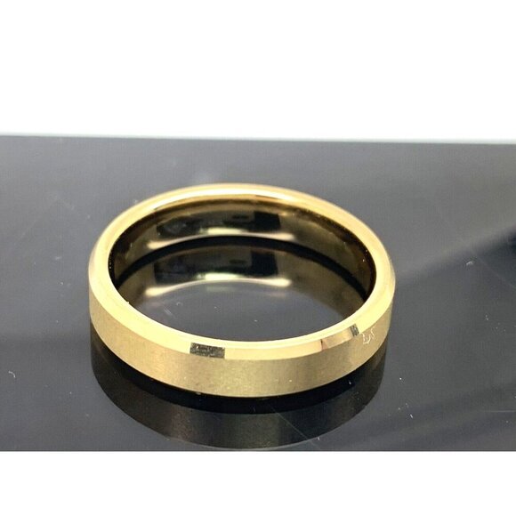 Men's Wedding Band Gold Tone Tungsten 5mm Ring Size 11 - Picture 1 of 14